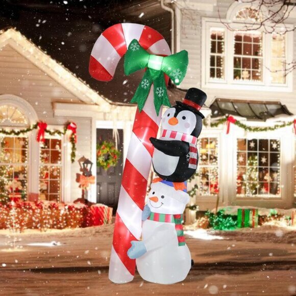 ⚡8.6 Ft Christmas Inflatables Candy Cane Snowman Penguin Outdoor Decorations - Picture 7 of 8